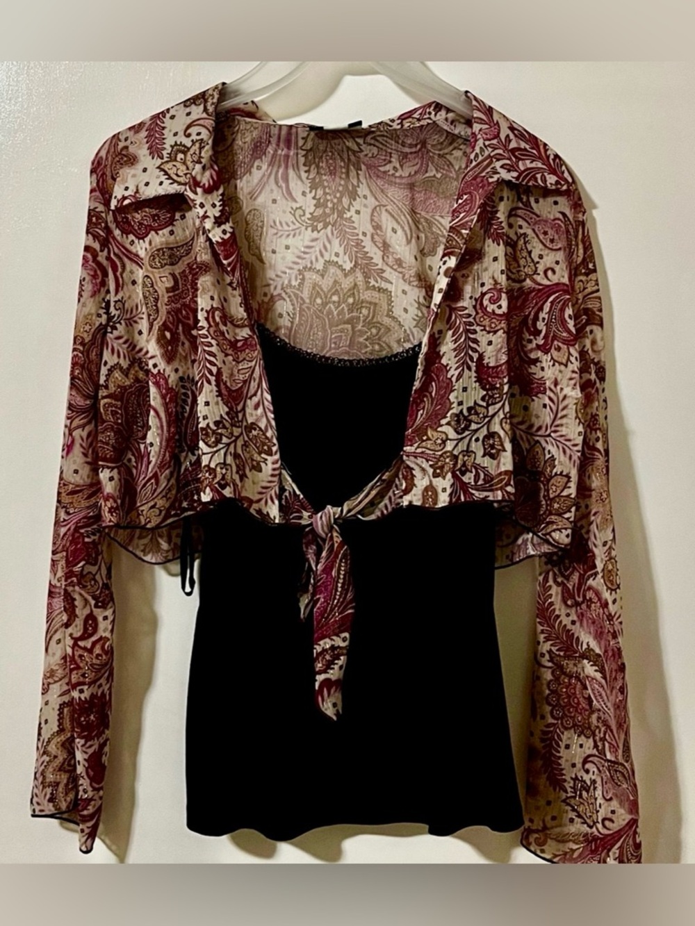 Studio 1940 Pink and Brown Paisley Sheer Shrug